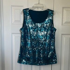 Sequin Sleeveless Top - Blue M 10-12